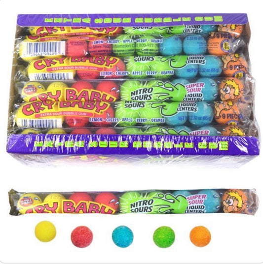 Cry Baby Nitro Sours Extra Sour Bubble Gum - 9-Ball Tube